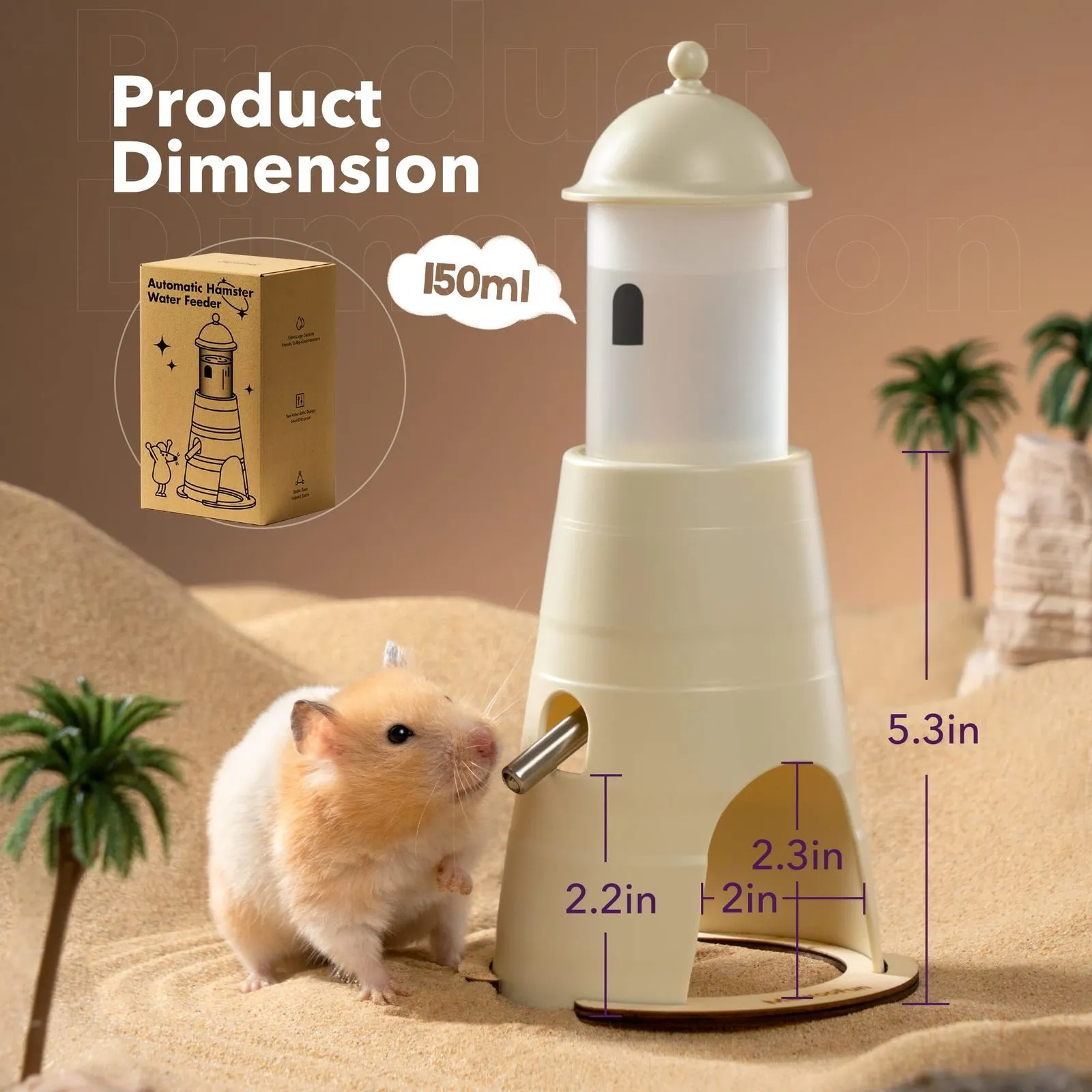 Small Animal Supplies Mewoofuns Hamster -Wasserflasche mit Ständer aus Versteck Platz 150 ml bequeme und komfortable Lösung für Zwerghamster Regbil 230816