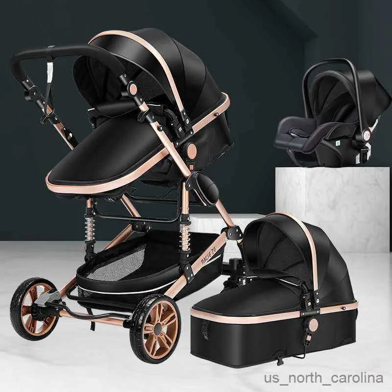 Poussettes # poussette de bébé 3 en 1 poussette pliant un enfant à deux côtés Four Seasons Kinderwagen Baby Carriage High Landscape nouveau-né voyageant R230817