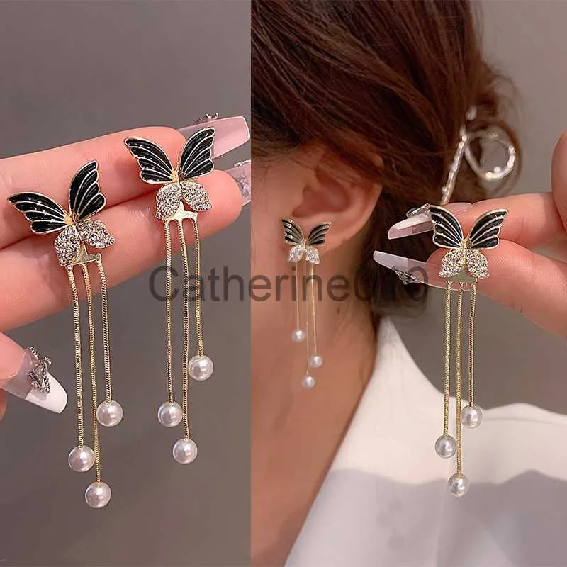 Charme 2023 Nouvelle tendance de mode Design unique Design élégant délicat léger luxe noir papillon oreilles femmes bijoux fête premium cadeaux j230817