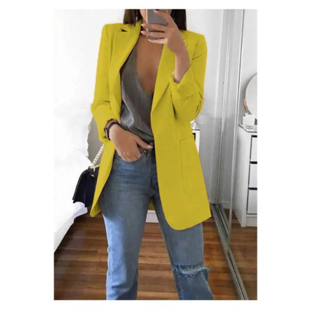 Blazer lunghe donne donne donne femme mujer dames ufficio casual bianco bianco nero rosso giallo arancione più dimensioni