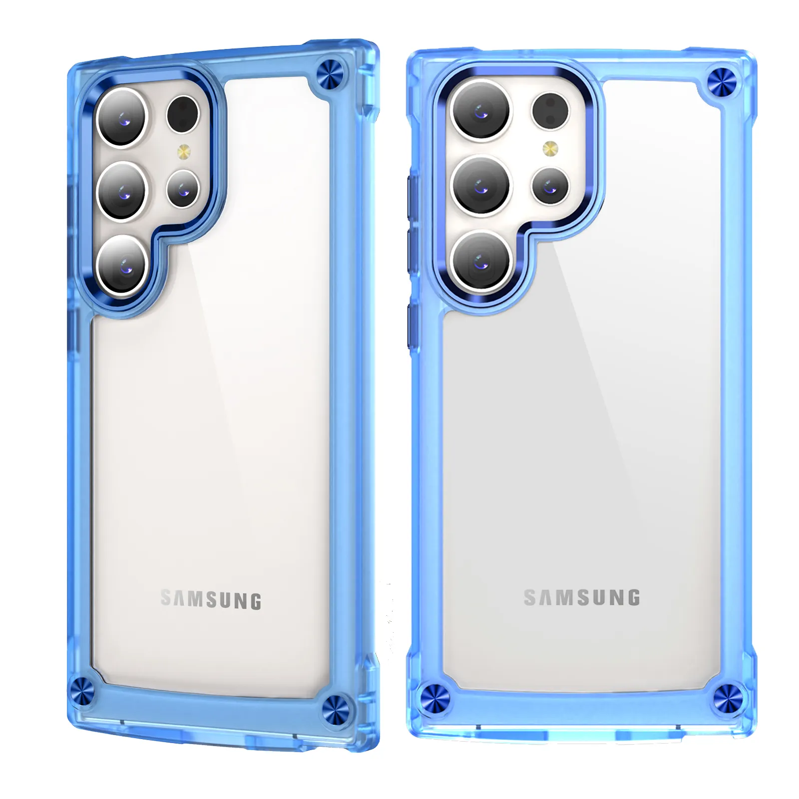 For S23 Ultra Cases Clear With Color Border Military Grade Protection Cover  For Samsung Galaxy S22 Plus A54 A14 5G Transparent Metal Hard Back Funda  From Eshoppingcenter1, $4.88