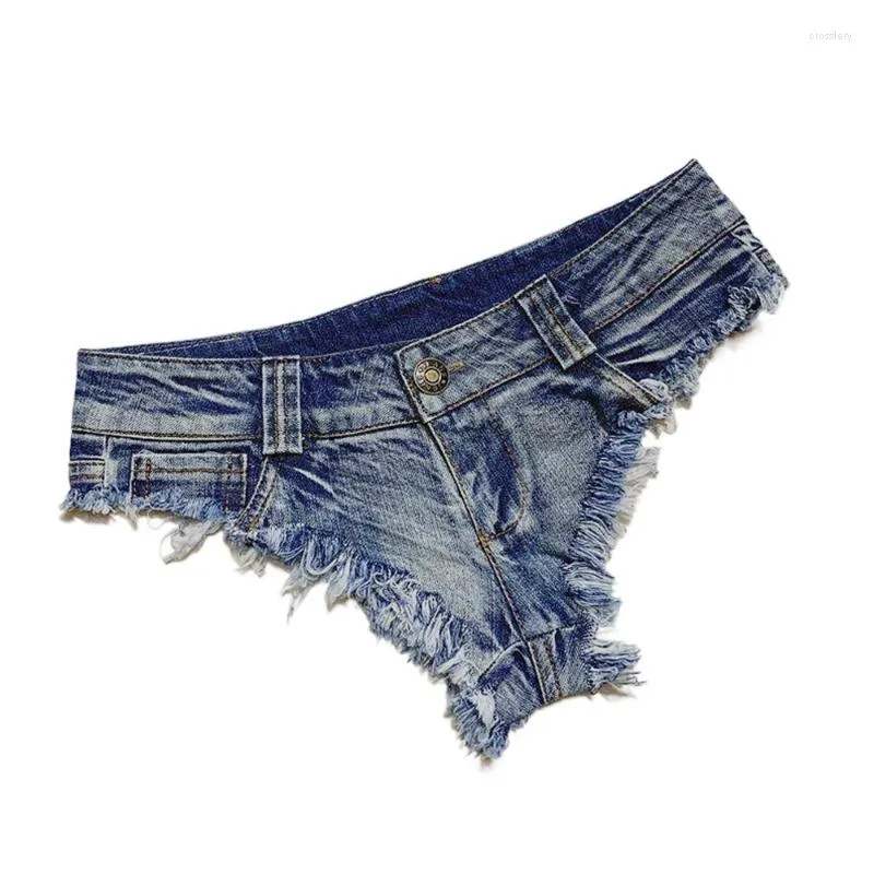 Kvinnors jeans sexiga thong denim shorts kvinnor mode rippade korta sommar trosor damer vintage knapp blixtlåsbyxor