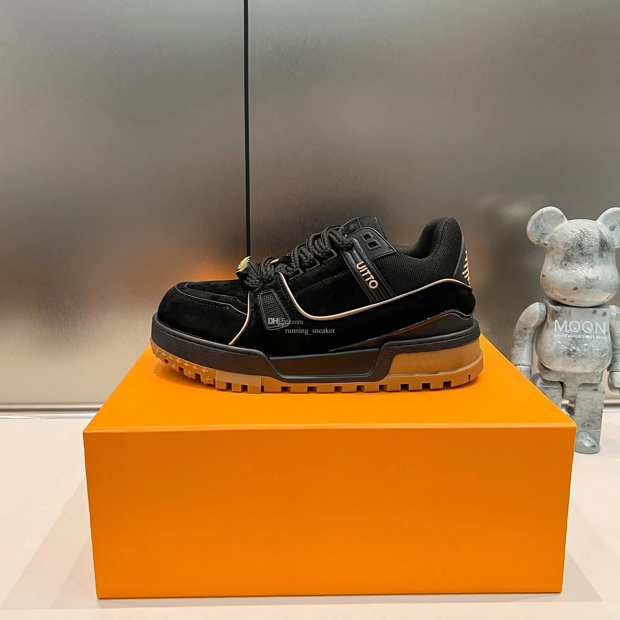 Designer Show Fat Trainer Sneaker Virgil Casual Shoes Calfskin Leather Abloh Black White Orange Blue Leather Overlays Platform Outdoor Walking Low Sneakers Storlek