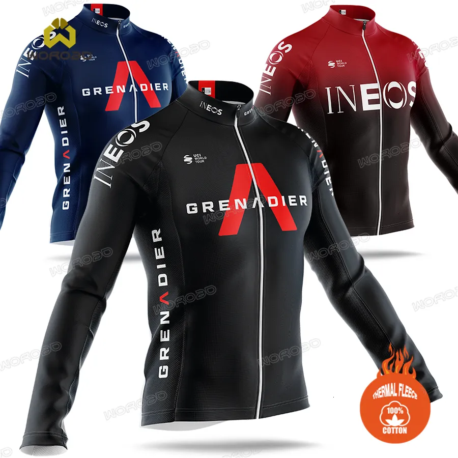 Camas de ciclismo Tops de inverno iNeos Cycling Jacket Bike Jersey Men Térmico lã de manga longa Moletom mtb Sportswear Bicycle Team Ride Uniform 230817