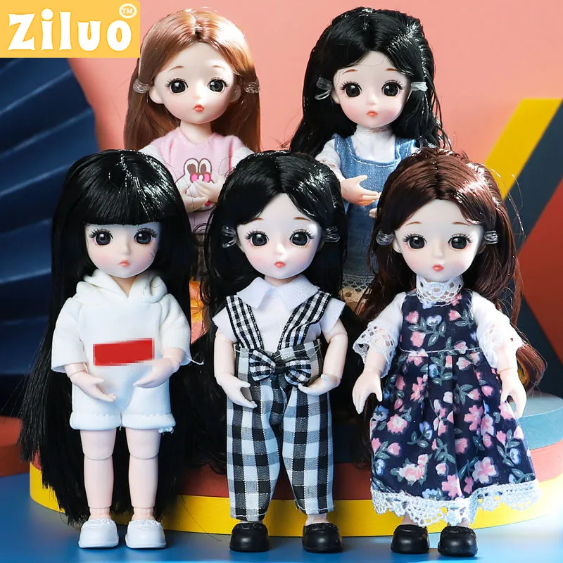 Dolls Doll For Girl Toy BJD Mini 13 Movable Joint Baby 3D Big Eyes Beautiful DIY With Clothes Dress Up 112 Fashion 230816