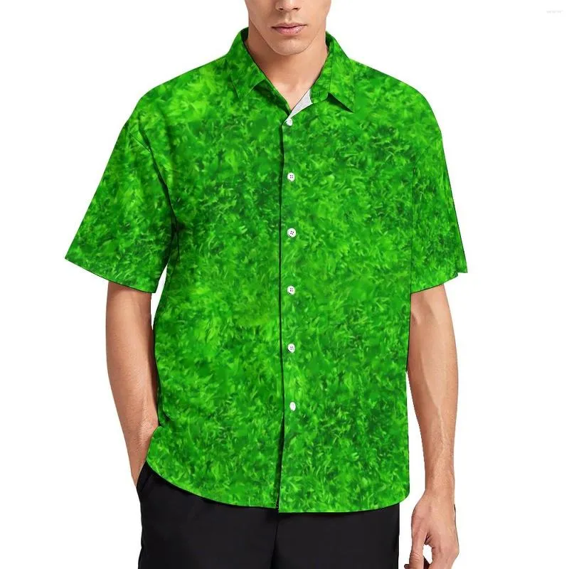 Casual shirts voor heren Abstract Moss Shirt Green Plant Print Vakantie los