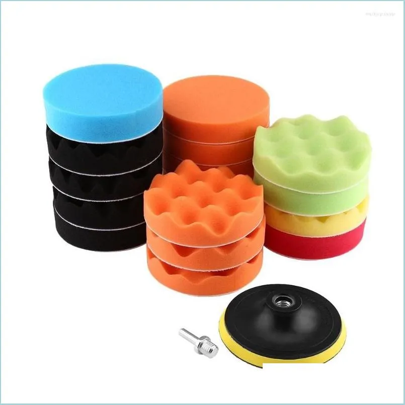 Car Sponge 19Pcs 5 Buffing Polishing Waxing Pad Kit For Polisher Buffer With M14 Drill Adapter Drop Delivery Mobiles Motorcycles Care Dhkwq