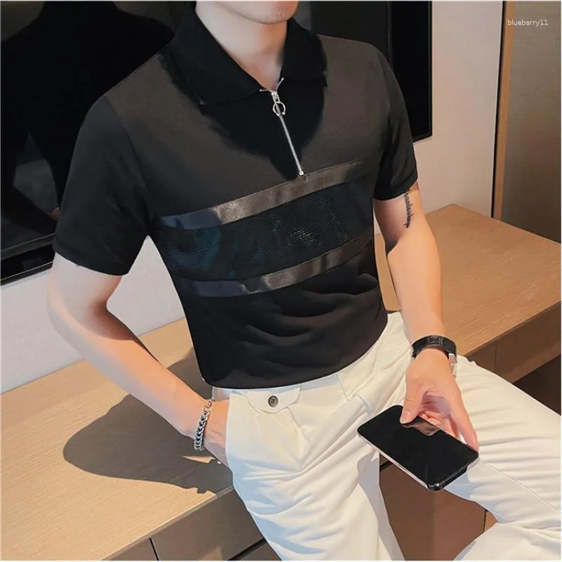 Polos da uomo Summer Solid Short Short Shirt Sunging Fringe Shirt with Basso 2023 uomini Business Casual Social Office Streetwear