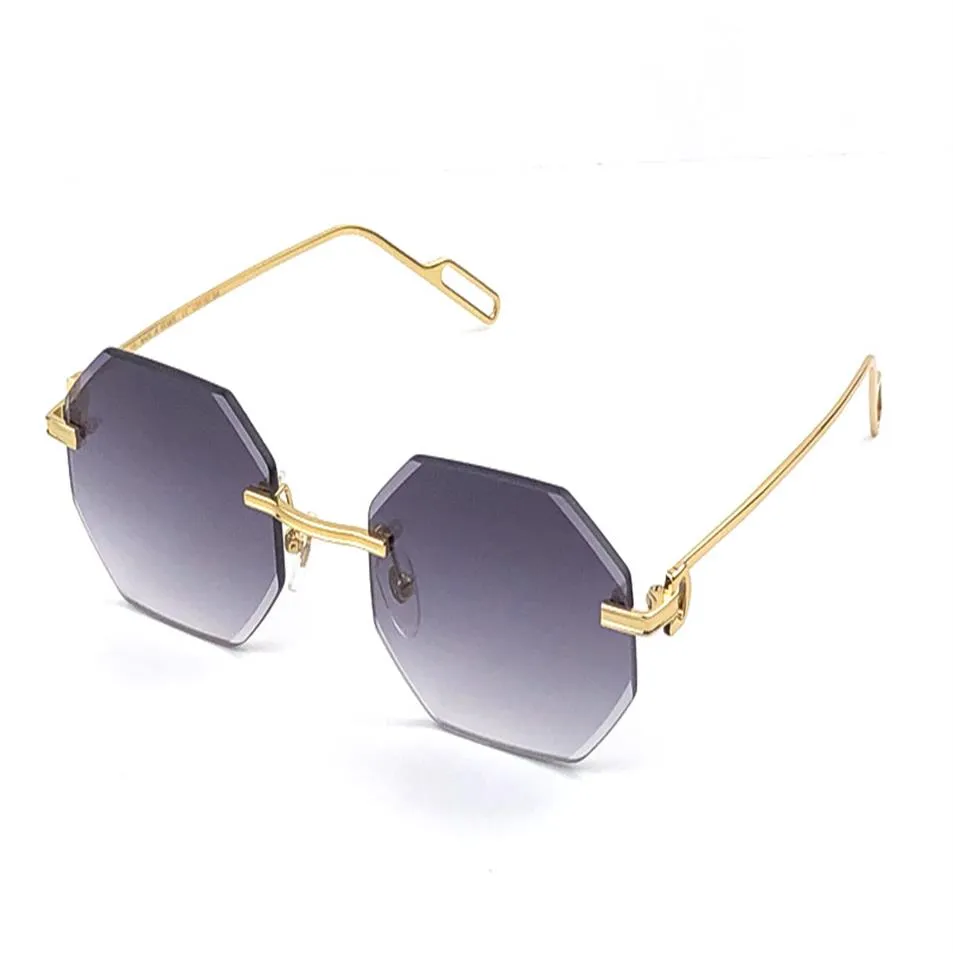 Mężczyźni okulary przeciwsłoneczne Vintage Piccadilly Nieregularny bez obręczy Diamentowy obiektyw retro awangarda UV400 Dekoracja kolorów Letnia kształt 0238s