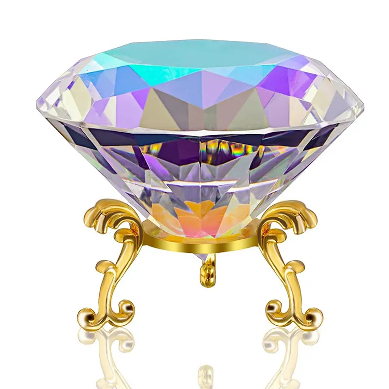 Dekorativa föremål Figurer Romantiska färgglada Crystal Diamond Glass Paperweight Diamonds Party Ornament Home Decoration Christmas Presents 230816