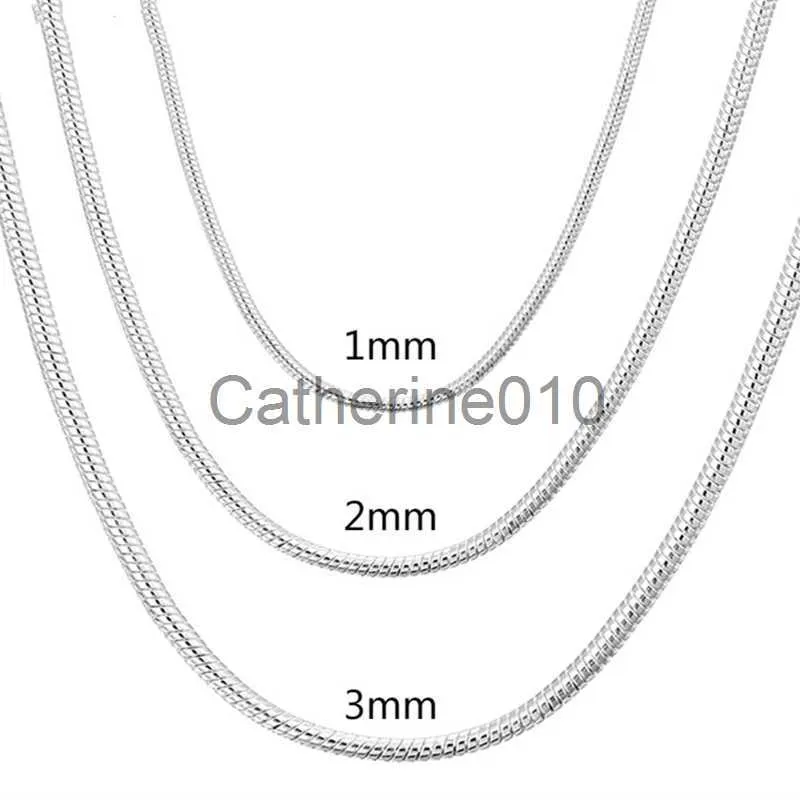 Pendentif Colliers 45-60 cm 925 SterlSilver 1 MM / 2 MM / 3 MM solide Serpent Chaîne Collier Pour Hommes Femmes Mode Bijoux pour pendentif livraison gratuite J230817