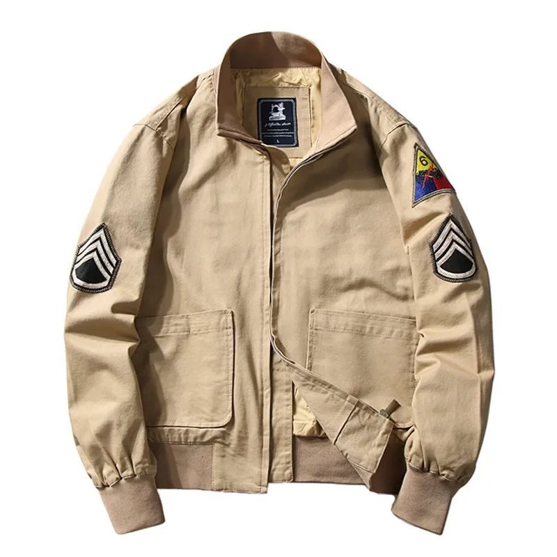 Herrenjacken Brad Pitt Fury WW2 Tanker Khaki Spring Military Cotton Bomber Jacke Leicht 230816