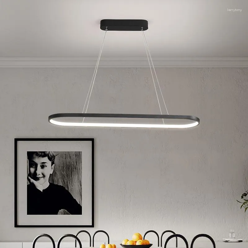 Lustres de 1200 mm de lustre de LED moderno branco/preto de 1200 mm para o teto de minimalismo de cozinha da loja de salas de jantar para sala de jantar