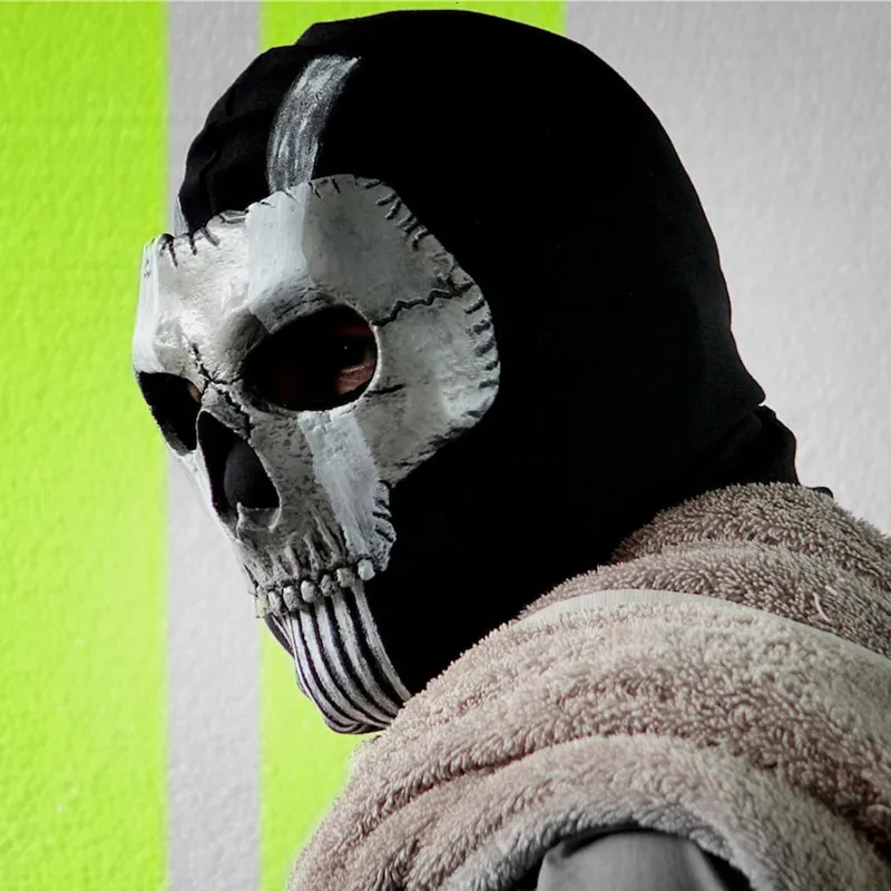 Party -Masken Ghost Mask V2 Operador MW2 Airsoft Cod Cosplay Airsoft Tactical Skull Vollmaske 230816