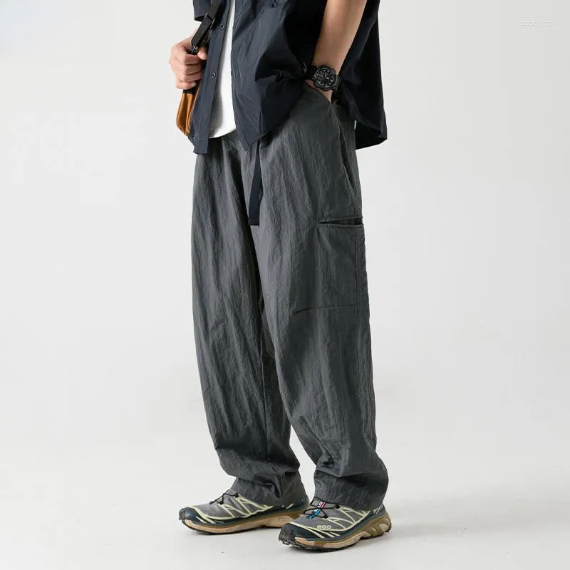 Herrbyxor houzhou techwear fallskärm för män sommar utomhus vattentät taktisk lastbyxor manliga koreanska streetwear lös casual casual