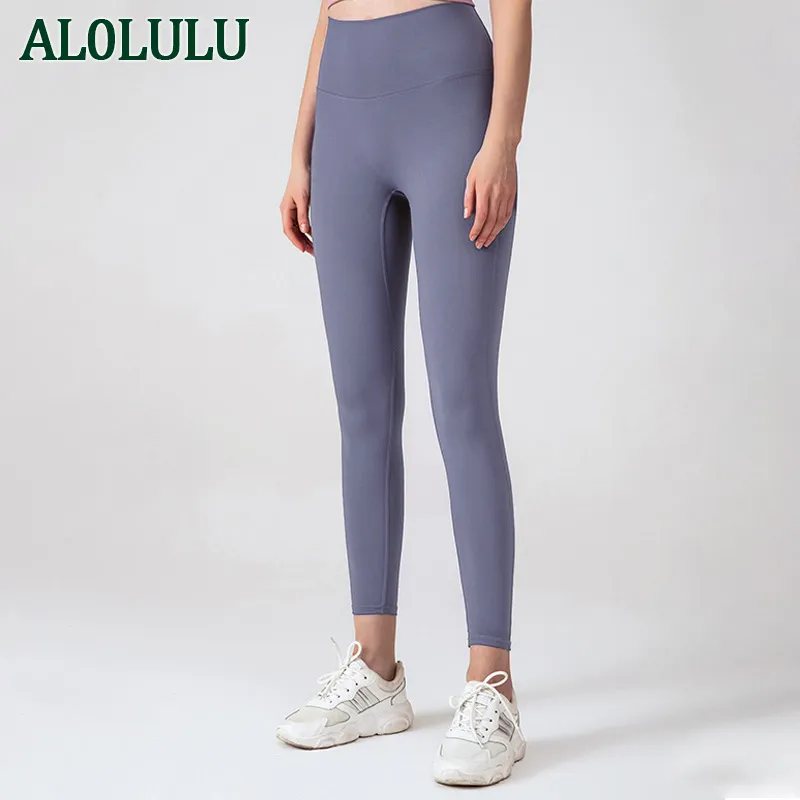 Al0lulu leggings calças de yoga mulheres cintura alta calças de yoga comprimento total sem costura treino para fitness esportes ginásio legging
