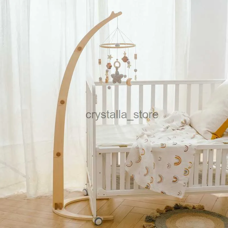Crugino per bambini in legno Cuciture appese Cartoneonte Bear nuvoloso Felino morbido Moon Bed Bell Montessori Education Toys Baby Gift HKD230817
