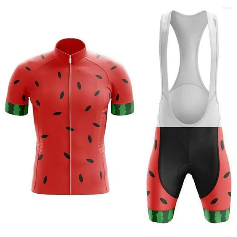 Rennsets Wassermelonen Radfahren Set Bib Shorts Bike Jersey Rad Hemd Kurzarm Kleidung Zyklus Downhill MTB Mountain Anzug