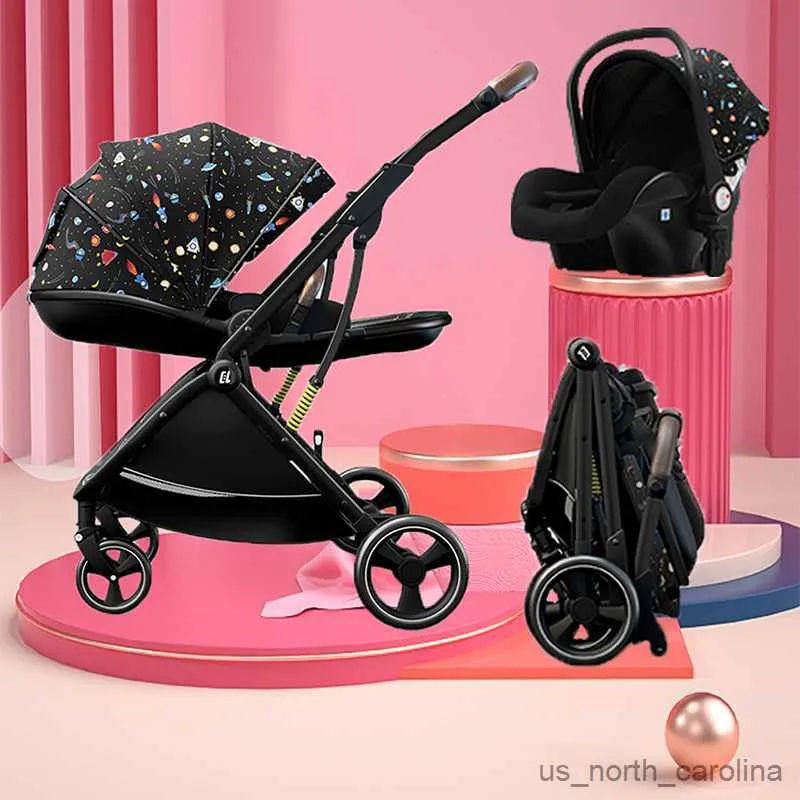 Strollers# Baby stroller can sit and lie down two-way lightweight folding high landscape baby newborn child trolley R230817