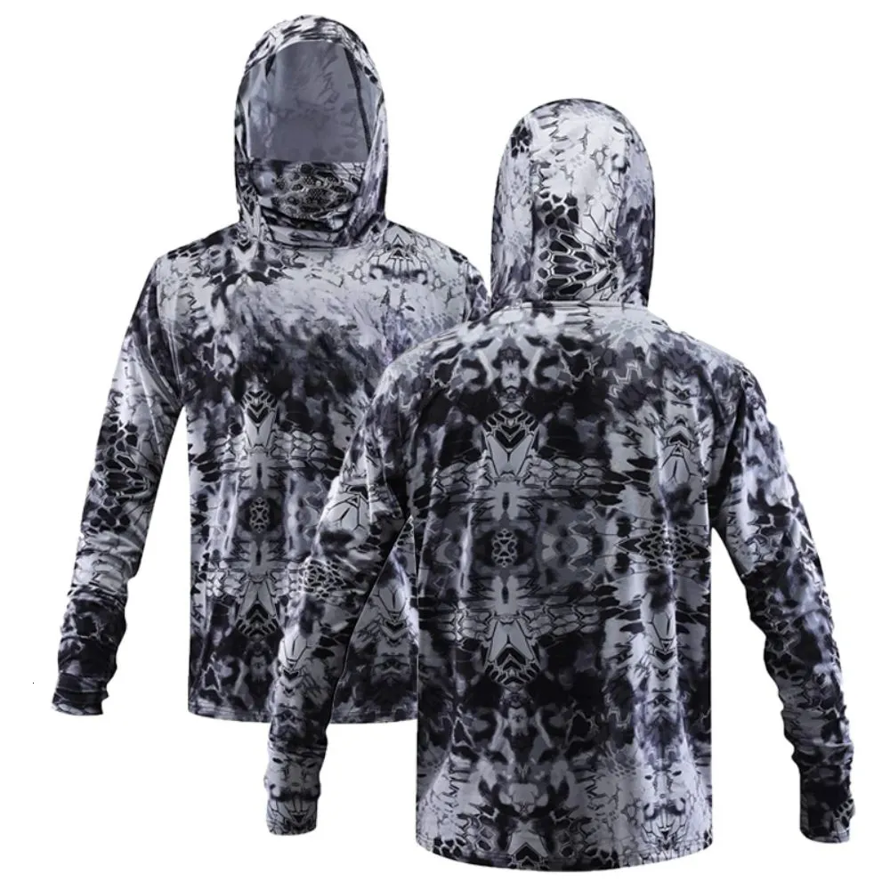 Outdoor Shirts Fishing Shirt UPF 50 Hooded Fishing Clothes Men Face Cover  Hoodie Sun Protection Mask Jersey Breathable Camisa De Pesca 230817