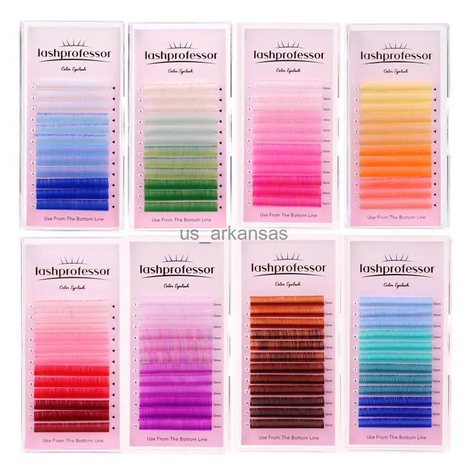 False Eyelashes Lashprofessor Individual Rainbow Colored Mix Brown Purple Pink Lashes Natural Soft False Mink Eyelash For Color Makeup Supplies HKD230817