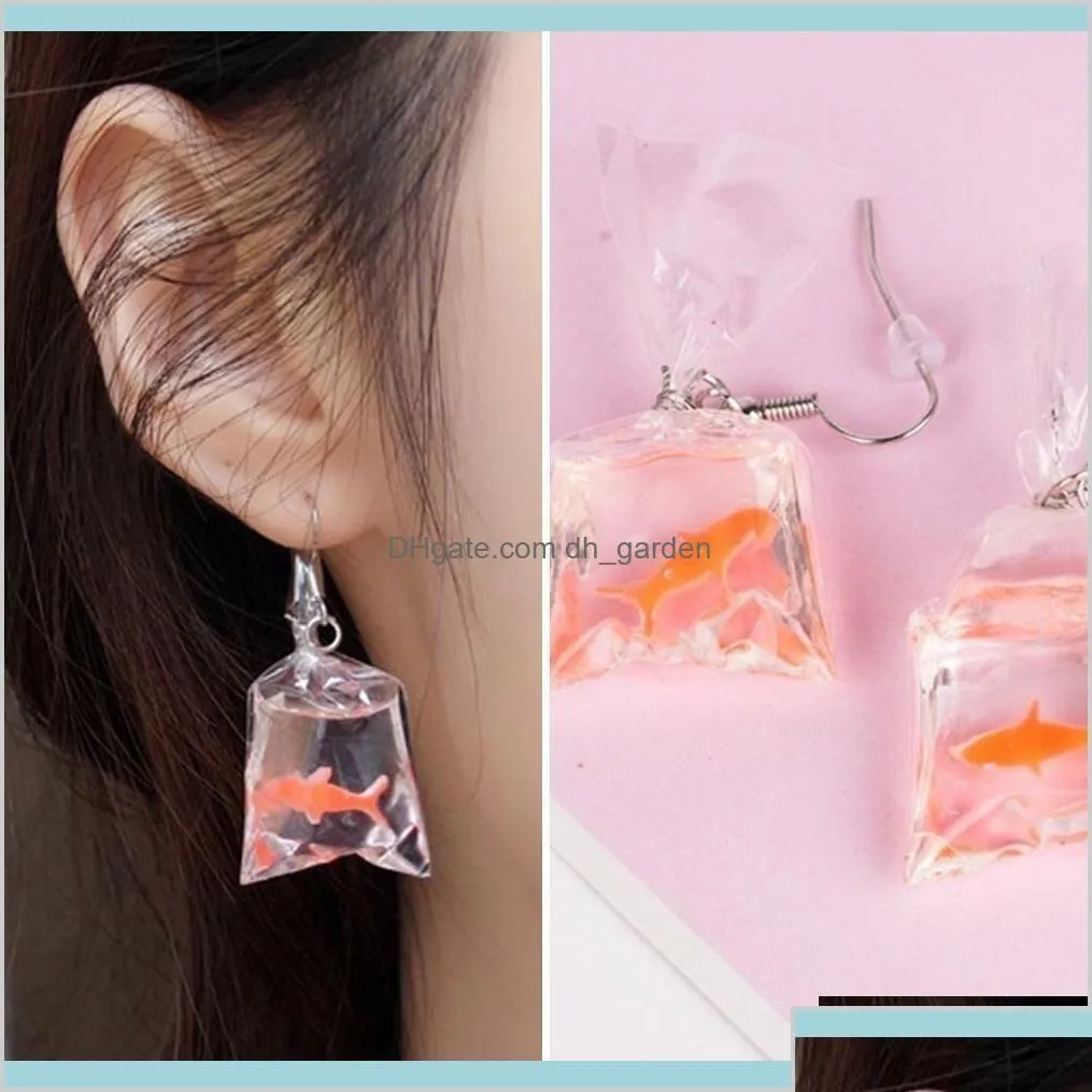 Dangle Chandelier Unique Acrylic Goldfish Koi Fish Water Bag Drop Earring Fashion Earrings Christmas Gift Girl Women Jewelry Cxxzk V Dhddb