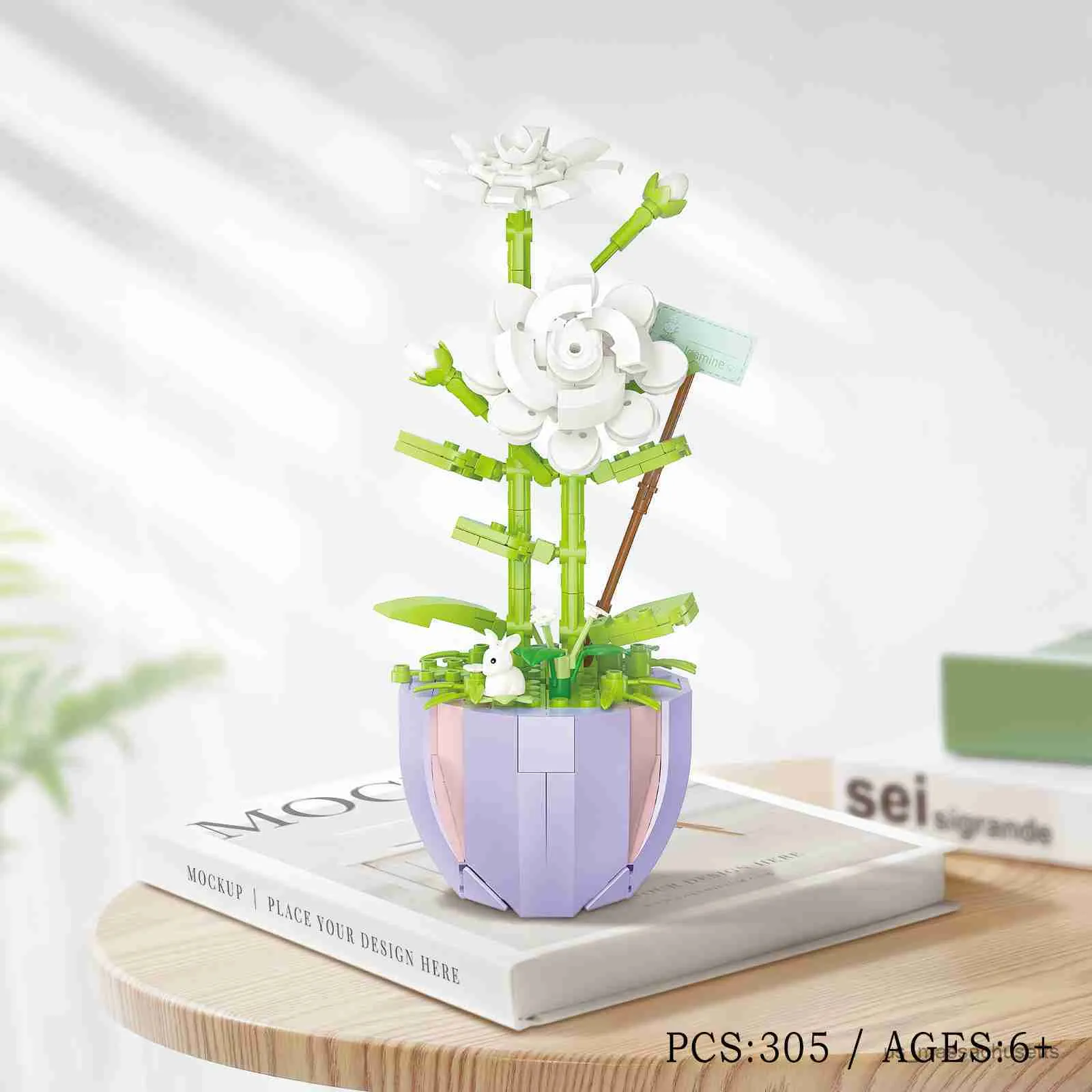 블록 꽃다발 3D 모델 장난감 블록 미니 빌딩 블록 식물 화분 화장 장미 꽃 조립 벽돌 장난감 어린이 성인 크리스마스 선물 R230817