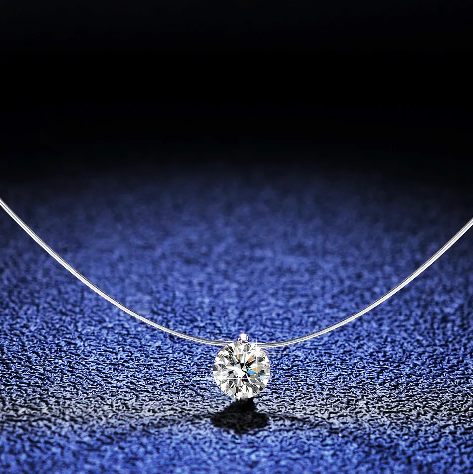 Pendant Necklaces Real 1ct Necklace For Women Sparkling 925 Sterling Silver Trendy Fishing Line Fine Jewelry Pass Diamond Test 230817