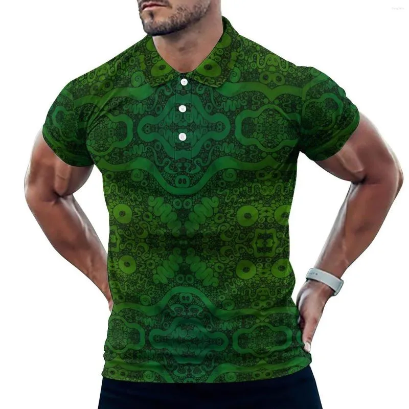 Polos Moss Moss en miroir Polo Polo Homme Abstract Imprime Casual Shirt Summer Summer Collar T-shirts Couvure courte surtom