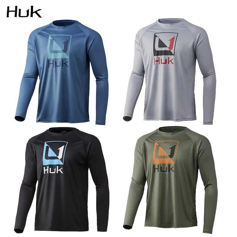 Outdoor Shirts: Huk Fishing Shirts UPF 50 Men's Summer Anti-UV Breathable  Fishing Dresses Long Sleeve Outdoor Sportswear Fish Jersey Camisa Pesca