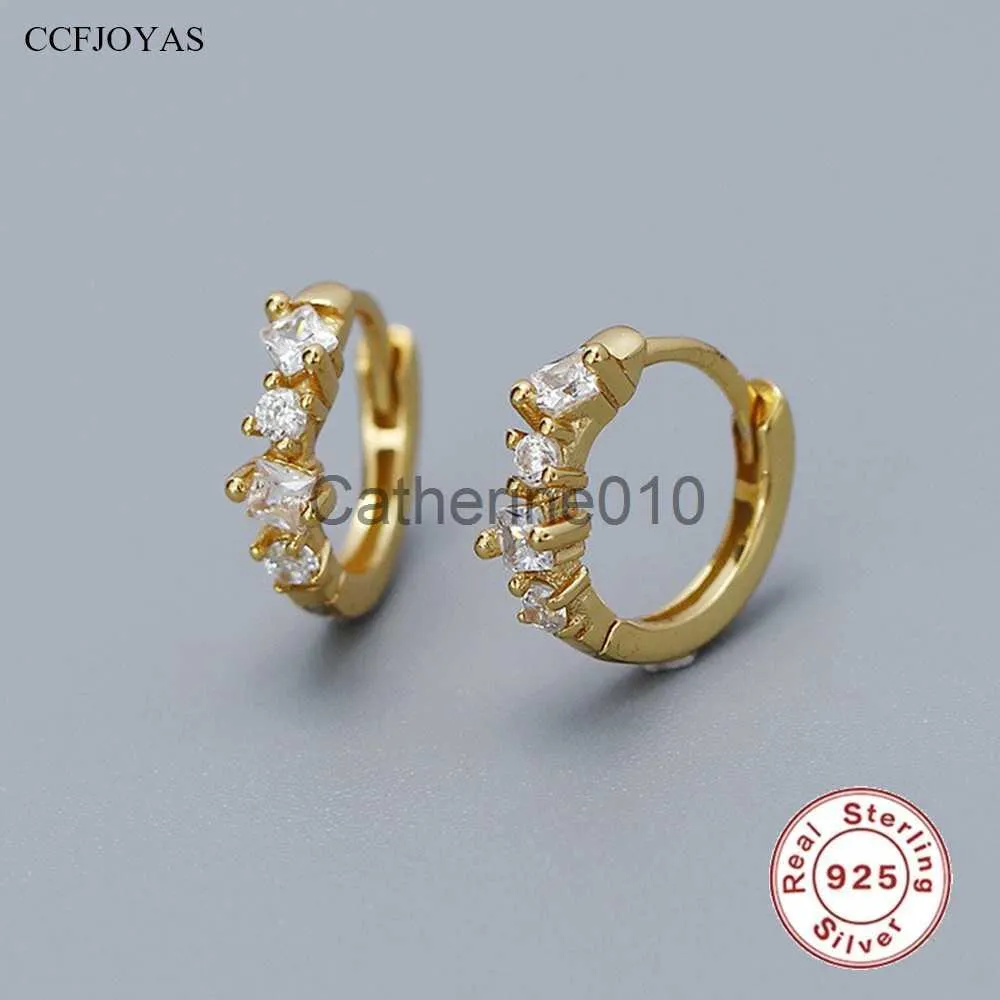 CAMBINO CCFJOYAS % 925 Sterlsilver Zircone irregolare Piccoli orecchini a cerchio per donne 8mm Orecchini zirconi bianchi zirconi gioielli J230817