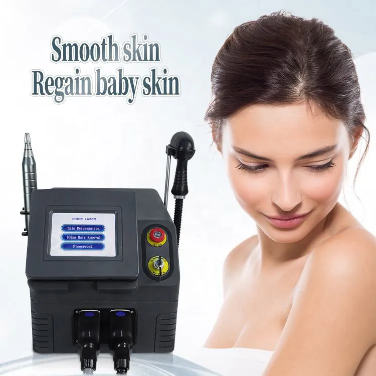 Preço de atacado 808 Diodo a laser Máquina de laser de picossegundos para cabelo Remova a remoção de tatuagem pele lisa delicada e aprimore o equipamento de beleza de elasticidade da pele