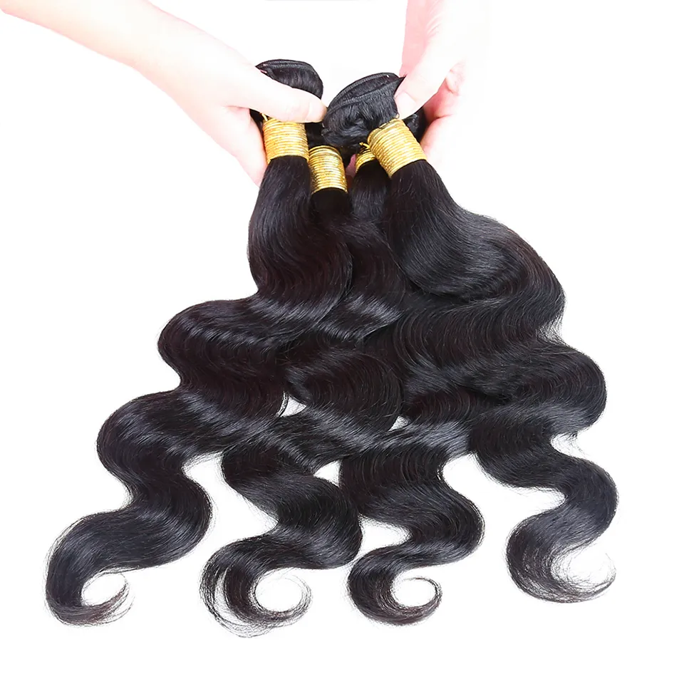 BODY WAVE BUNCHLES UMANI 3 pezzi Donne nero naturale Donne a buon mercato Extensioni di capelli umani da 8-30 pollici intrecciano fasci di Hiar umani