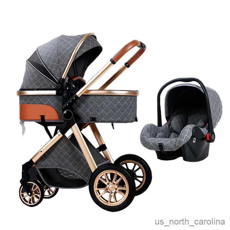 Strollers New 3 in 1 Baby Stroller High Landscape Carriage Light Newborn Pram Shock Proof Two Way in 1 Kid Car Baby Comfort Cart 2023 R230817