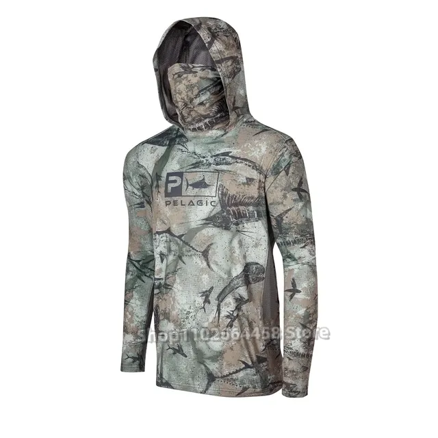 Pelagic Hooded Fishing Fishing Shirts For Men UPF 50 Mens Face Cover, Sun  UV Protection, Summer Mask, Outdoor Fishing Clothes 230817 From Nan09,  $16.95