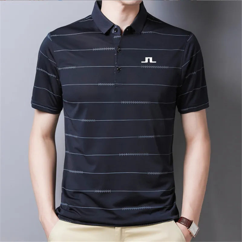 رجال Polos Summer J Lindeberg Golf Golf قمصان الرجال يرتدون الرجال ملابس Tshirt مريحة قمم ناعمة تنفس الأكمام القصيرة 230817