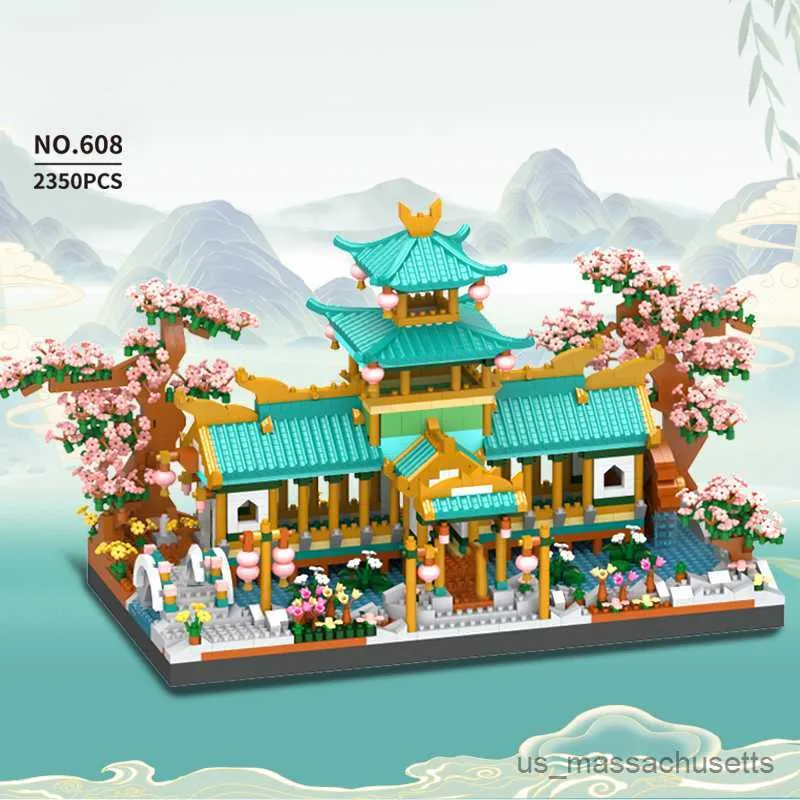 Blocks 2350PCS Marriage Peach Blossom Tree House Building Blocks Ancient Myth Sakura Architecture Mini B Assemble Toys Kids Gifts R230817