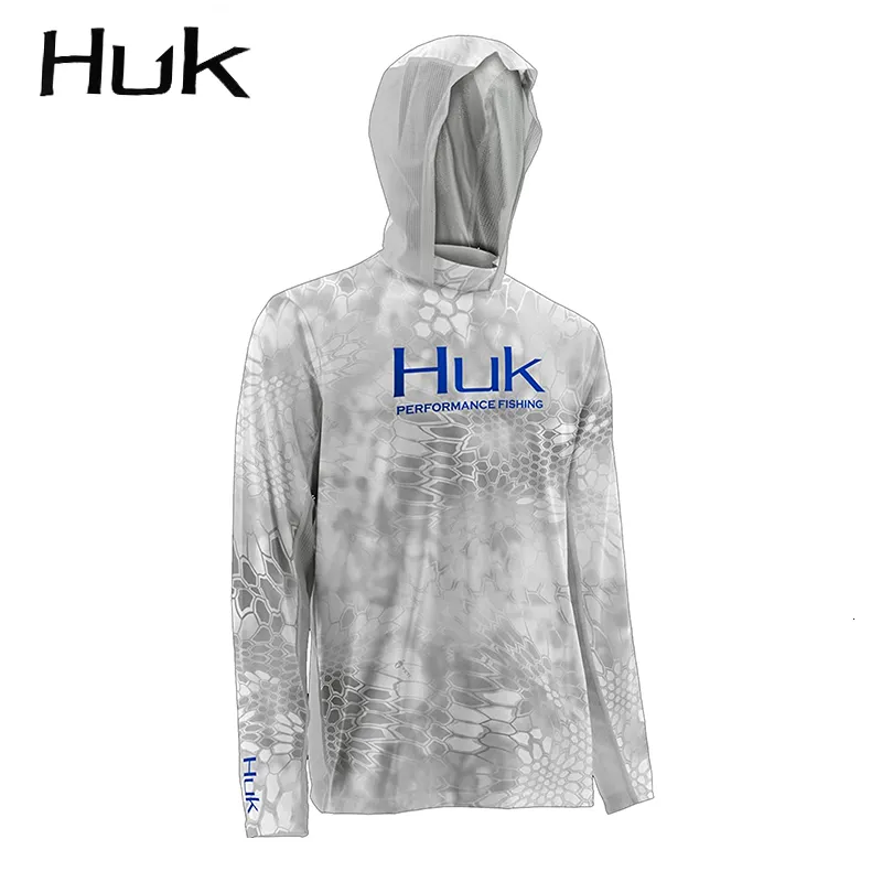 Outdoor Shirts HUK Men Fishing Long Sleeve Hooded Shirts Blusas