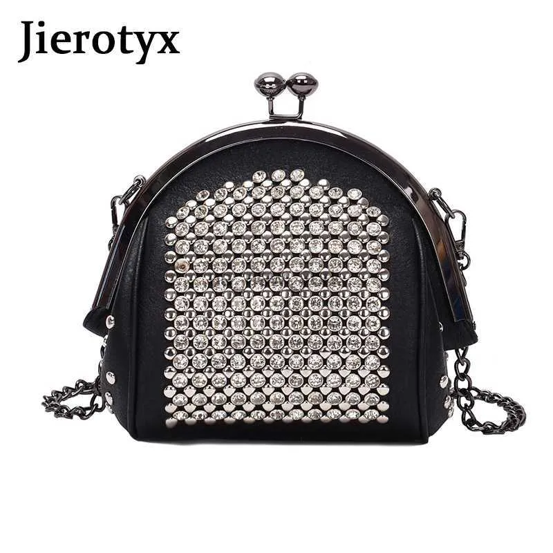 Hobo jierotyx kvinnor axelväska retro kyss lås crossbody påsar för kvinnlig färgad diamantskal väska klipp plånbok pu läder handväskor hkd230817