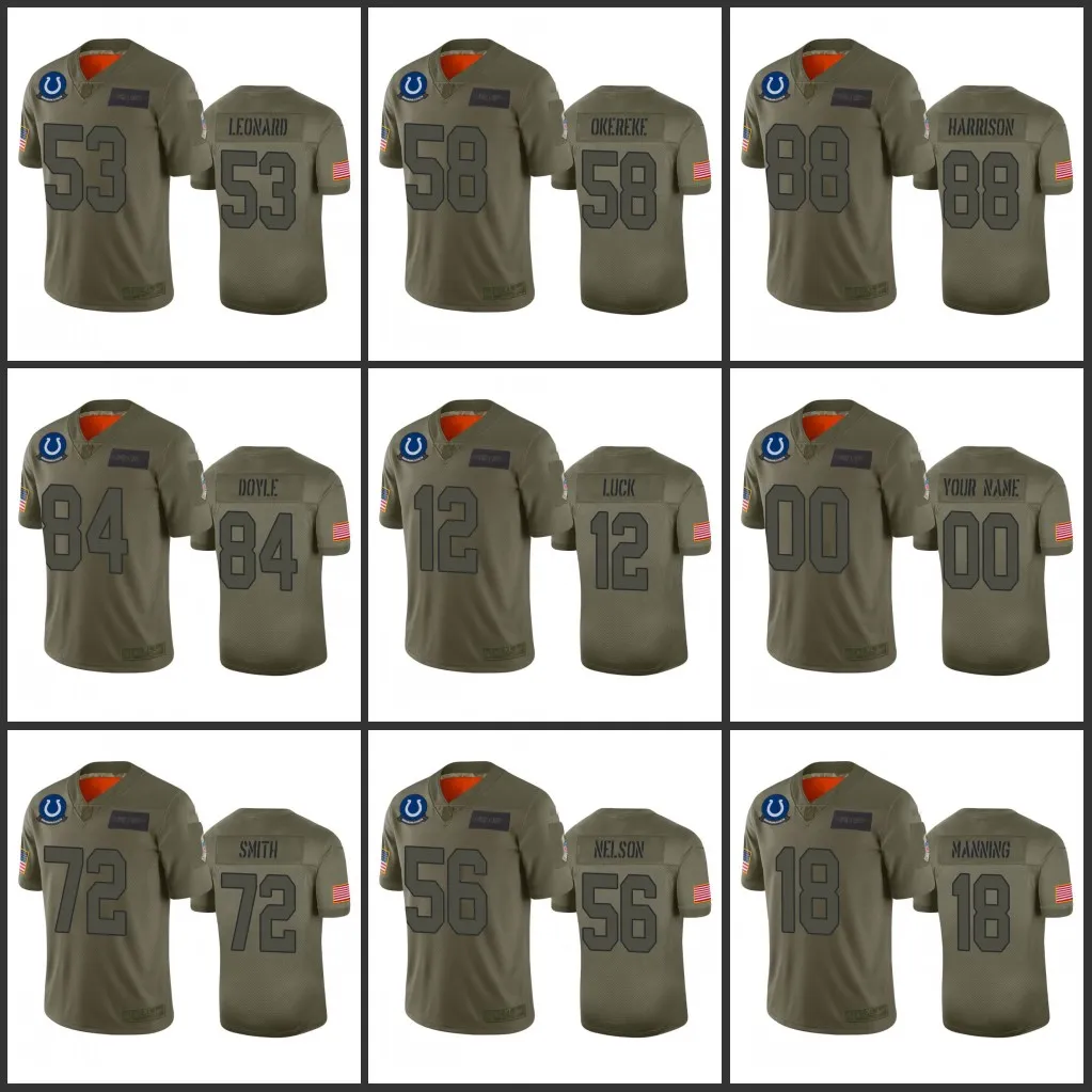 Jerseys Indianapolis''Colts''Men 56 Quenton Nelson 53 Darius Leonard 12 Andrew Luck Women Youth Camo Custom Salute to Service Limited Jersey