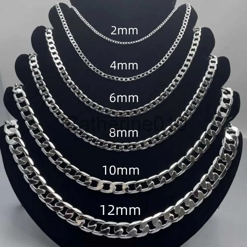 Colares pendentes Colar 925 Sterlsilver de 925 2/4/6/8/10/12mm 40-75cm Chain Chain Chain Lobster Clasp Men Women noivado Presentes de jóias J0817