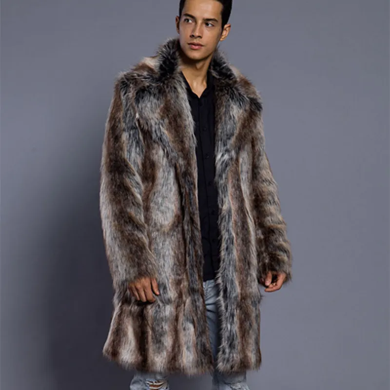 Qnpqyx nowa kurtka zimowa mężczyzna futra płaszcz męski faux furt kurtka futra