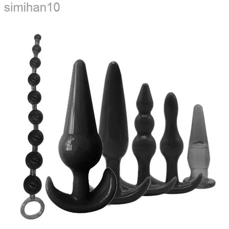 Anal Toys 6/7/8pcs/Set Bullet Anale plug Siliconen achtertuin Vibrerend massagestokje Volwassen Erotisch G-spot orgasme voor mannen PARKE SEX TOYS HKD230816