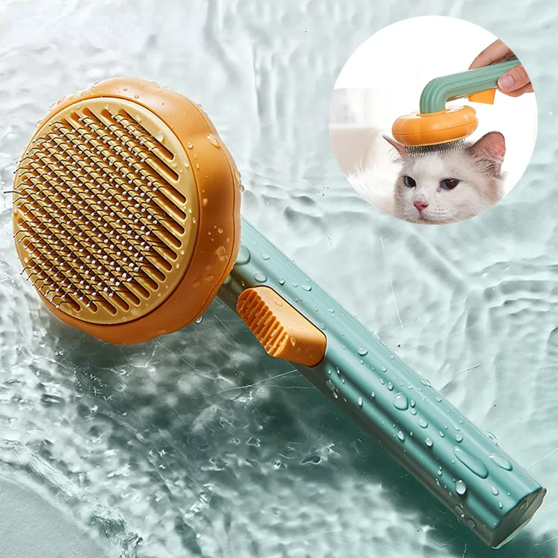 Dog Grooming Pumpkin Pet Brush Self Cleaning Slicker Comb for Cat Puppy Tool Gently Removes Loose Undercoat Tangled Hair 230816