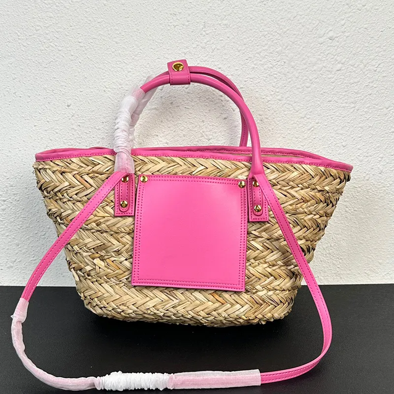 High Quality Fashion Women Straw Bag Le Petit Panier Soli Vegetable Basket Bag Gold Metal Logo Rivet Hand Woven Handbags Summer Vacation Street Tour Bag From 74 21 DHgate