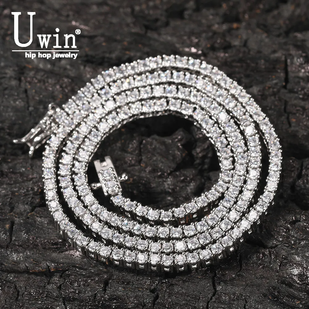 Bracelet de tennis Uwin Chain 2 mm Micro Bling Cubic Zirconia Fashion Hiphop Men Femmes Bracelets Bijoux 230817