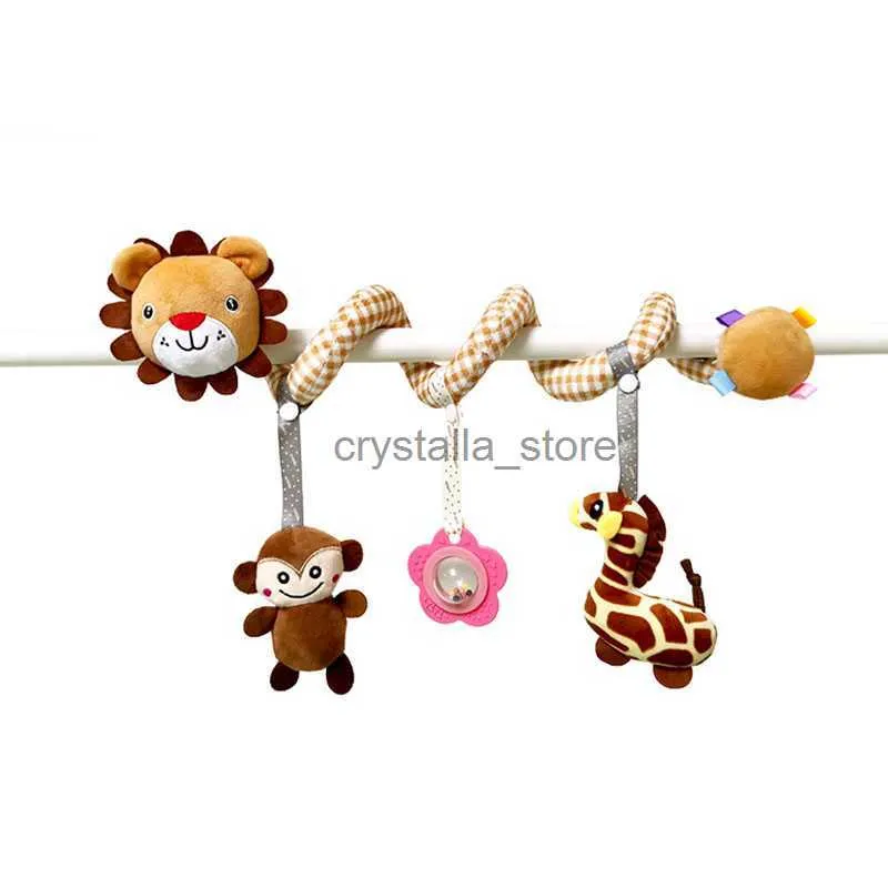 Baby Rattle Cartoon Animal Salto de cama Sinos para detecção de olhos interativos Toço de assento de carro Cabrinho de berço Doll Squeaker Baby Rattles HKD230817