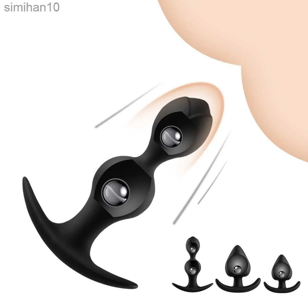 Anal Toys Silicon Vagina Anal Dilator Back Court Pull Perlen Butt Plug mit Metall Ball Sexspielzeug für Männer und Frauen schwule Sexspielzeug Erwachsene Spielzeug HKD230816