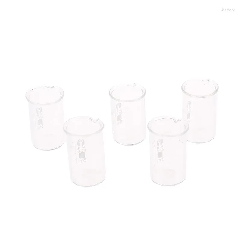 5Pcs Capacity 5ml Low Form Beaker Chemistry Laboratory Transparent