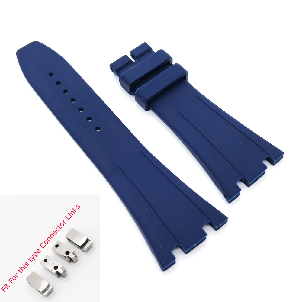 27mm Dark Blue Rubber Band 18mm Folding Clasp Strap For AP Royal Oak 39mm 41mm Watch